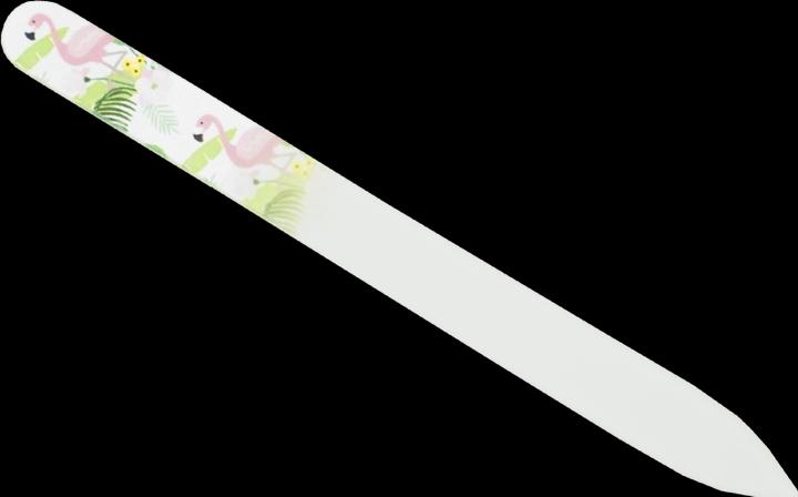 Glasfeile - doppelseitig, geätzt in gehärtetem Glas, Flamingo, Länge: 13,5cm