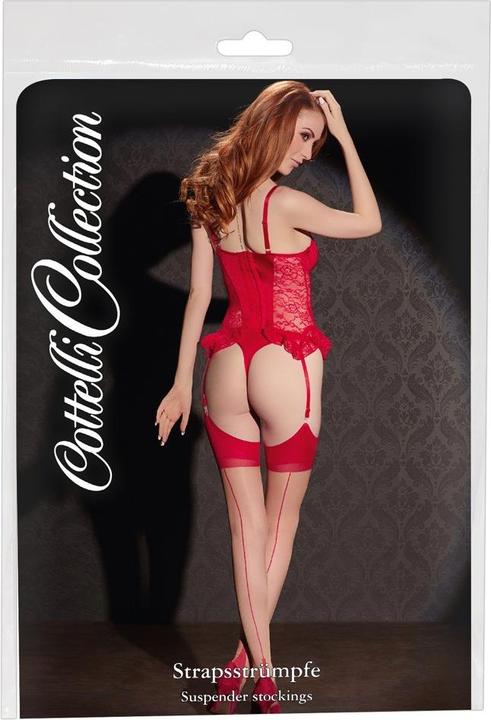 Produktbild Cottelli Collection Strapsstrümpfe mit roter Naht (5)