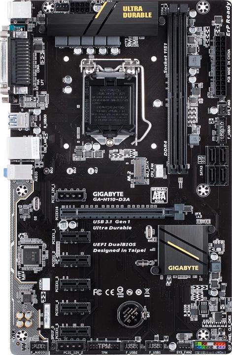 Gigabyte H110-D3A Bitcoin Edition (LGA 1151, Intel H110, ATX)