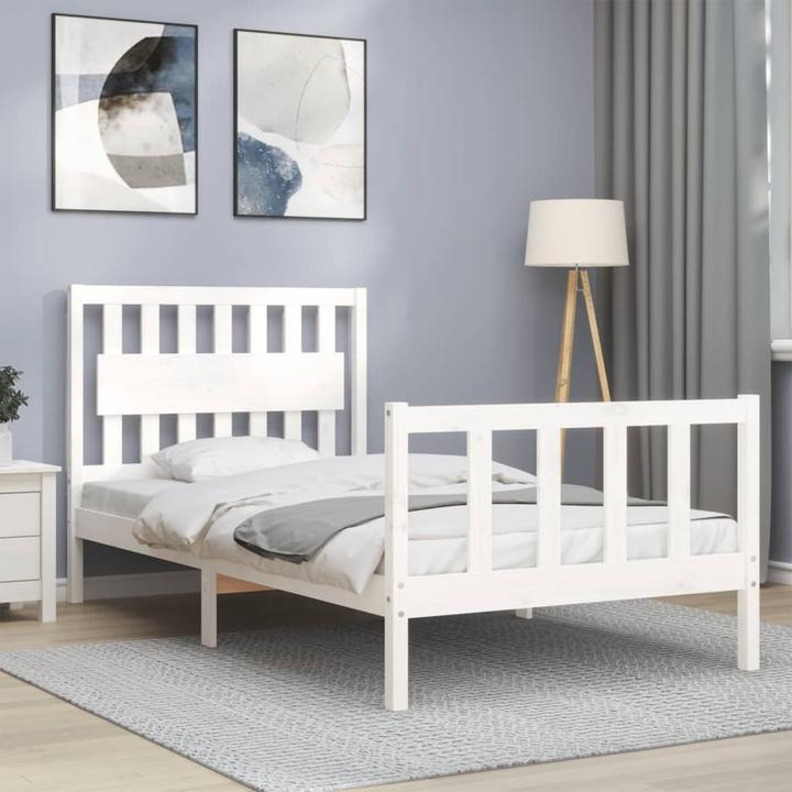 Actual product image VidaXL Massivholzbett mit Kopfteil Weiss 100x200 cm (100 x 200 cm)
