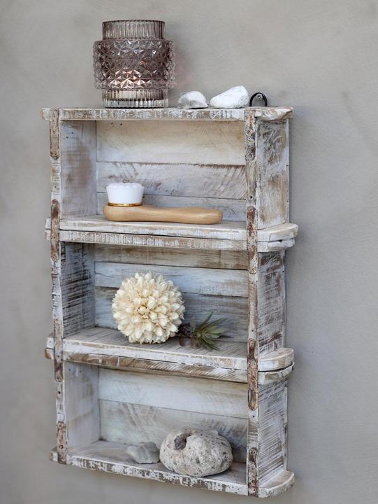 Image du produit Chic Antique Étagère murale Étagère en vieux moules à briques, Blanc (9 x 30 x 45 cm)