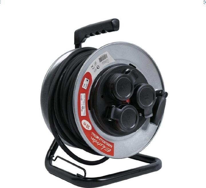 Actual product image Ekström Kabelrolle Metall 3xT13 & 1xT13 IP55 30M (30 m, 1.50 mm²)