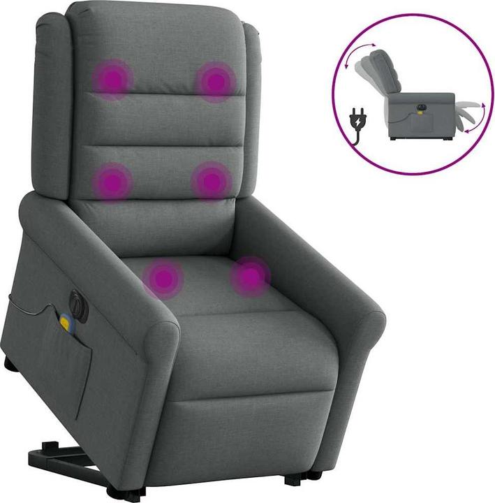 Immagine prodotto VidaXL Poltrona massaggiante elettrica con ausilio per la posizione eretta in tessuto grigio scuro