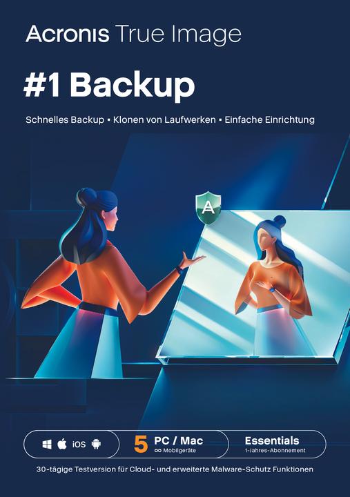 Image du produit Acronis Cyber Protect Essentials pour le bureau à domicile (5 Utilisateur, 1 Périphériques/Utilisateurs, 12 mois)