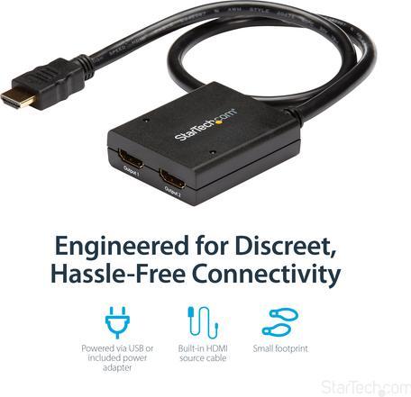 Actual product image StarTech 2 Port HDMI 1.4 splitter cable