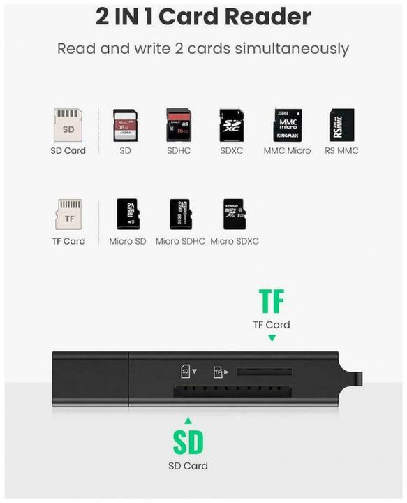 Image du produit Ugreen CM104 Lecteur de cartes mémoire SD/microSD USB 3.0 (noir) (USB 3.0)