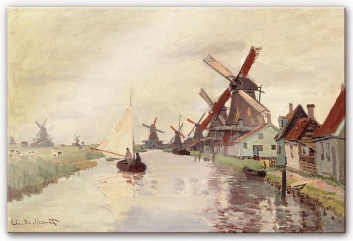 Immagine prodotto Trenddeko Monet - Paesaggio olandese con mulini a vento (150 x 100 cm)