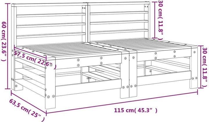 Actual product image VidaXL Garten-Mittelsofas 2 Stk. Massivholz Douglasie,Material