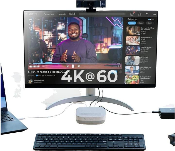 Produktbild j5Create USB-C-Dock für 4K-Freisprecheinrichtung, Kabelgebunden, USB 3.2 Gen 1 (3.1 Gen 1) Type-C, 1