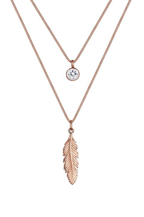 Actual product image Elli Boho, Feather, Layer, Solitaire Necklace (925 silver, Glass crystal, 45 cm)
