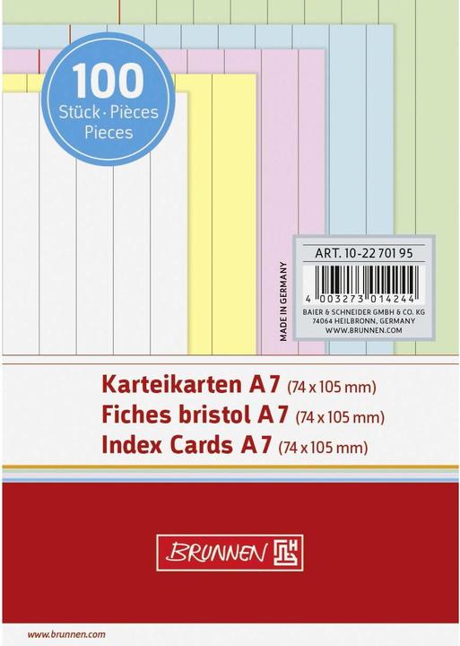 Schede di indice (A7, 190 g/m², 100 x)