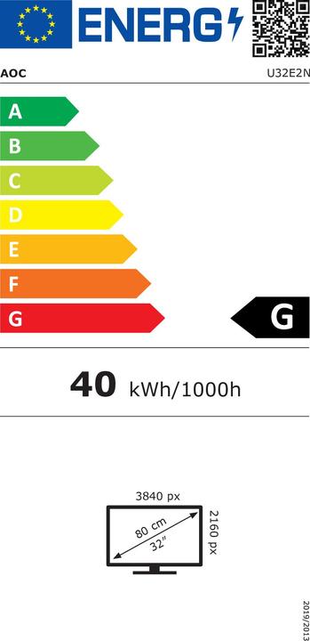 Energy Label AOC U32E2N (3840 x 2160 Pixels, 32")