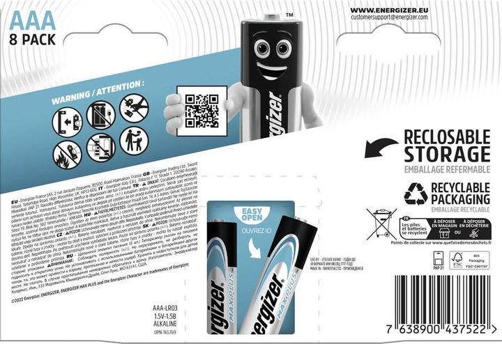 Actual product image Energizer Max Plus (8 pcs., AAA, 1200 mAh)