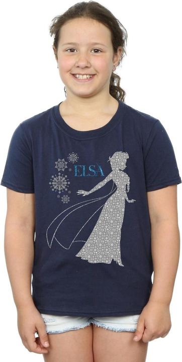 Actual product image Disney Girls Frozen Elsa Christmas Silhouette Cotton T-Shirt (152, 158)