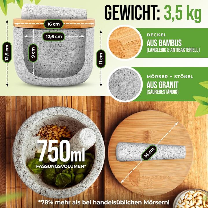 Produktbild Naturschmied Mörser mit Stössel & Deckel
