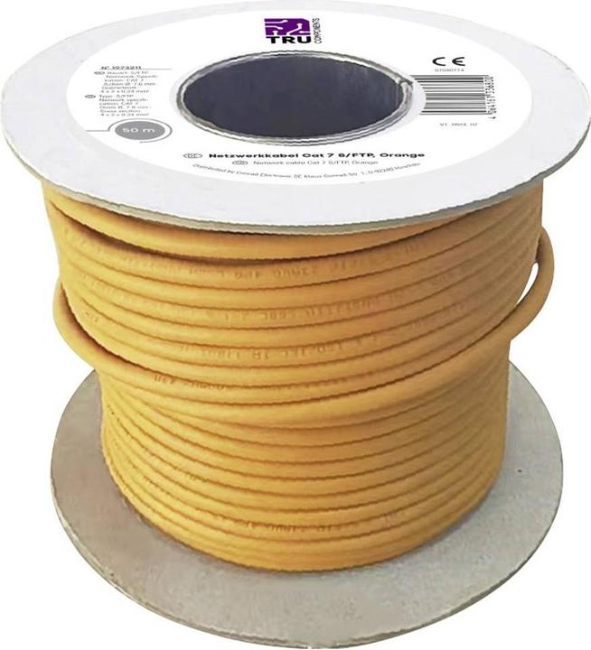Produktbild Tru Components TC-7812644 Netzwerkkabel CAT 6a S/FTP 4 x 2 x 0.24 mm² Orange 50 (S/FTP, CAT6a, 50 m)