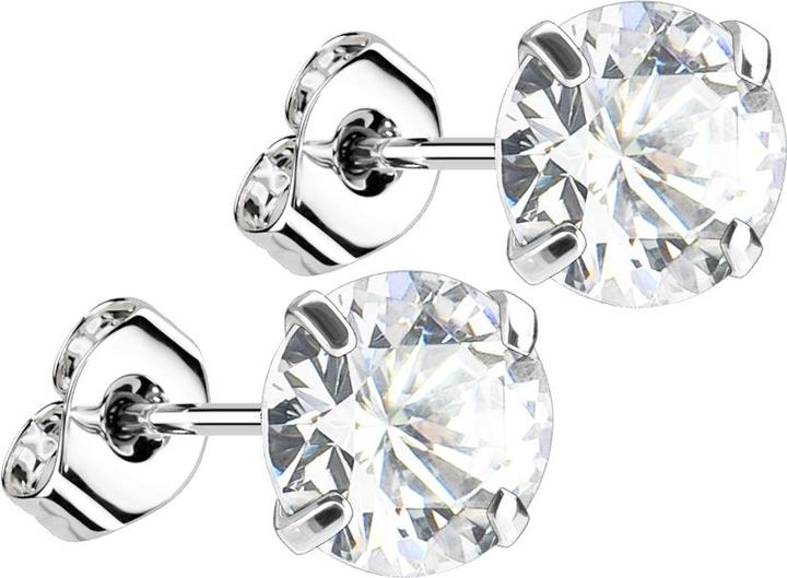 Actual product image Star Piercing Stud earrings silver with round crystal silver (Titanium G23without brass, without brass925 sterling silver)