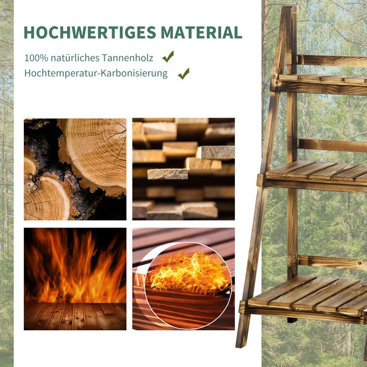 Actual product image Outsunny Plant staircase Flower staircase Plant shelf 3 steps Fir wood Dark brown 40 x 37 x 93 cm