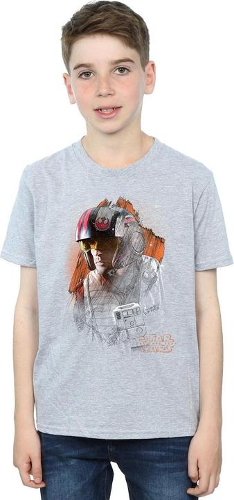 Actual product image Star Wars Boys The Last Jedi Poe Dameron Brushed T-Shirt (128)