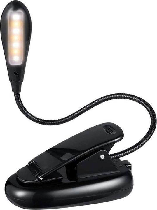 Produktbild Werkstein Mini LED Leselampe biegbar Schwanenhals mit Clip Halterung