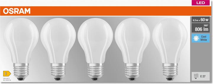 Actual product image Osram Led Base Classic A (E27, 6.50 W, 806 lm, 10 x, E)