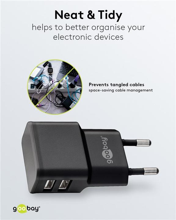 Immagine prodotto Goobay Caricabatterie doppio USB-A (12 W)