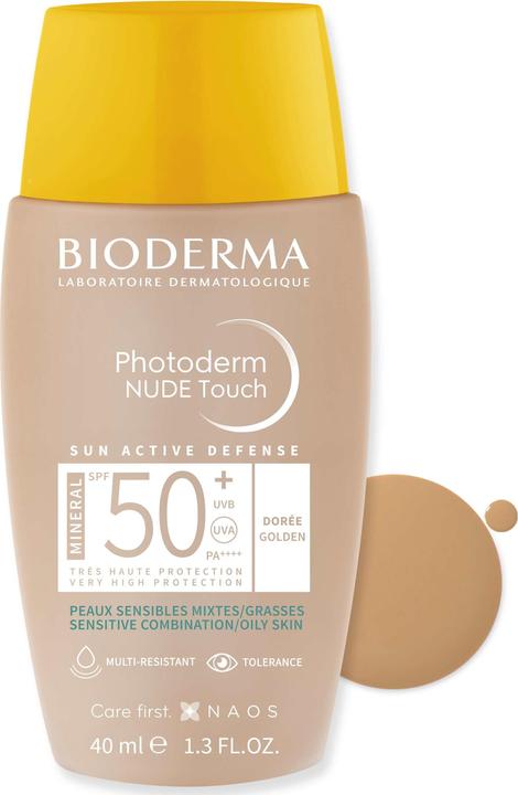 Image du produit Bioderma Photoderm Nude Touch Mineral SPF50+ dorée (Crème solaire visage, SPF 50+, 40 ml)