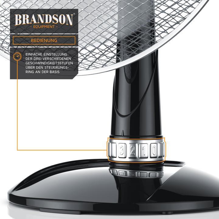 Produktbild Brandson Tischventilator, 42 cm Ø, Neigungswinkel 30°, Oszillation ca. 85°, Ventilator 50W, schwarz/silber (54 dB)