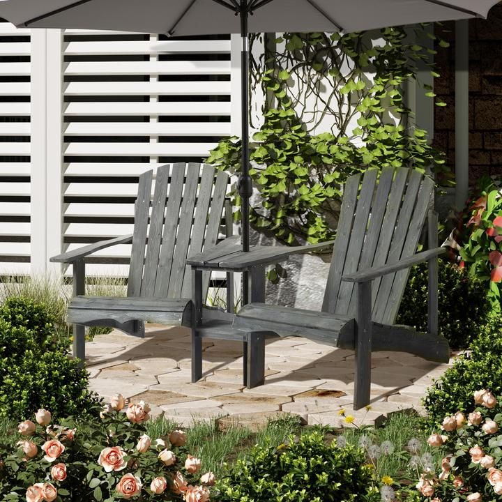 Produktbild Outsunny Gartenbank mit Tisch und Schirmloch