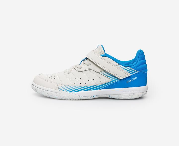 Immagine prodotto Kipsta Scarpe da calcio indoor per bambini - Eskudo 500 beige/blu (34)