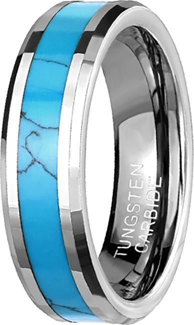 Produktbild Star Piercing Ring silber mit abgeschrägten Kanten mittig Türkis Stein (Wolfram, Mineralisch, ohne Messing)