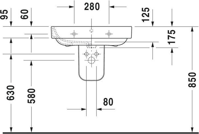 Produktbild Duravit Waschtisch HAPPY D.2 m ÜL HLB 650x500mm 1 Hahnloch weiss WG (500 mm, 650 mm)