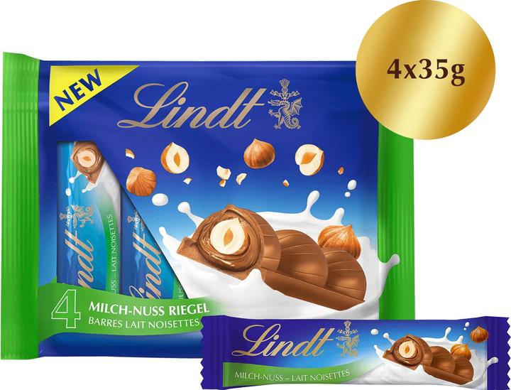 Image du produit Lindt Barre lait-noisette 4 x 35 g (150 g)