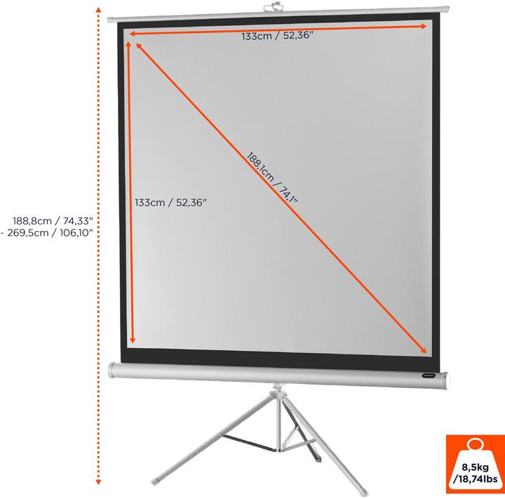 Immagine prodotto Celexon Schermo treppiede economico - Schermo di proiezione con treppiede - 188 cm (74") (74.02", 1:1)