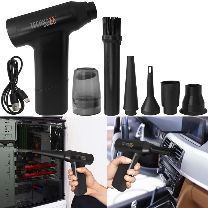 Image du produit Technaxx Souffleur de poussière sans fil, TX-293, avec fonction d'aspiration, 160 W
