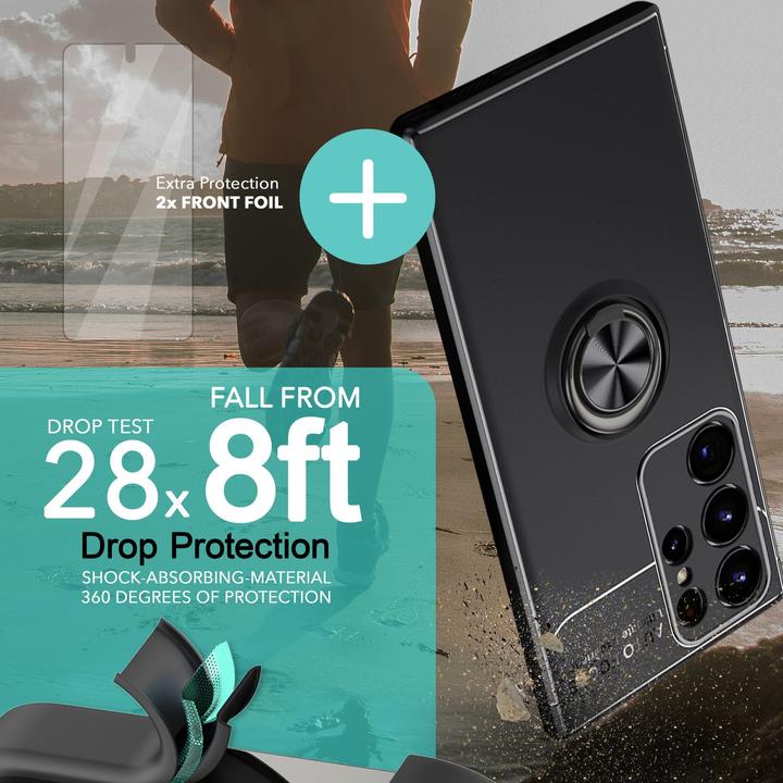 Produktbild Nalia Matte Ring Silikon Hülle mit 2x Displayschutz (Samsung Galaxy S23 Ultra)