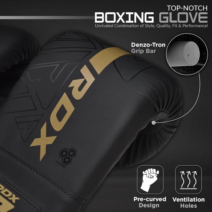 Actual product image Rdx Boxing Bag Mitts F6 Matte Golden (4 OZ)