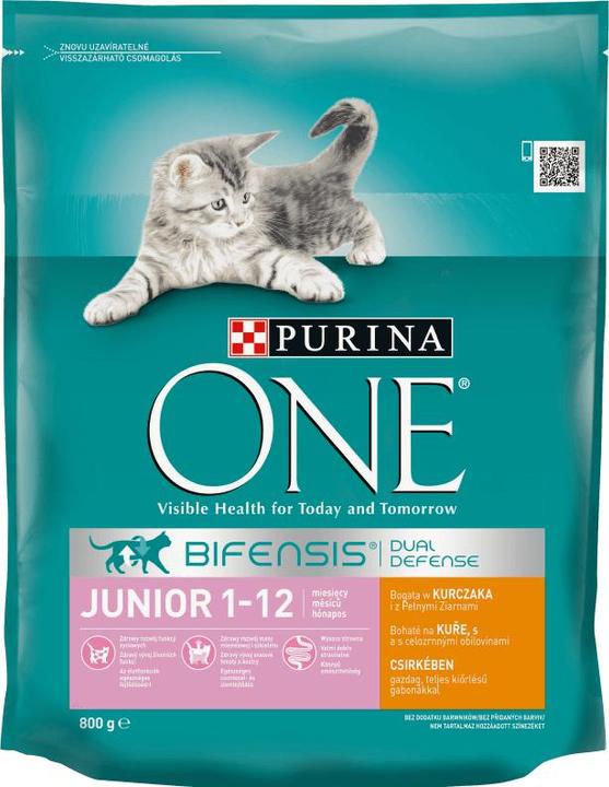 Purina ONE One Junior Cat Chkn Whlg 800g N2 Pl (Junior, 1 pcs, 800 g)