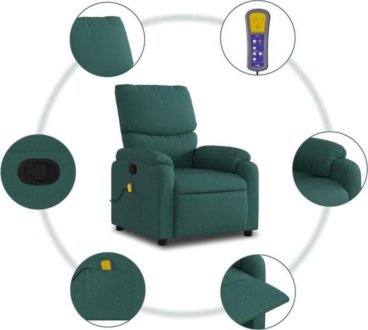 Produktbild VidaXL Massagesessel Dunkelgrün Stoff,Farbe: Dunkelgrün,Material