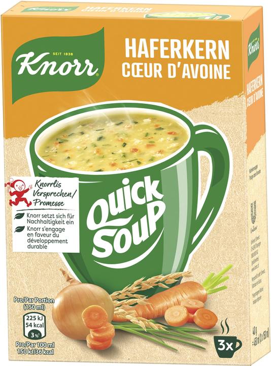 Produktbild Knorr Quick Soup Haferkern, Suppe mit Gemüsestückchen & Hafer, schnell zubereitete Fertigsuppe
