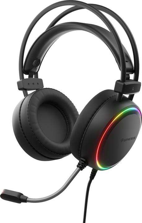 Image du produit Genesis Słuchawki SŁUCHAWKI NAUSZNE NEON 613 RGB Z MIKROFONEM PODŚWIETLENIE CZARNE (Filaire)
