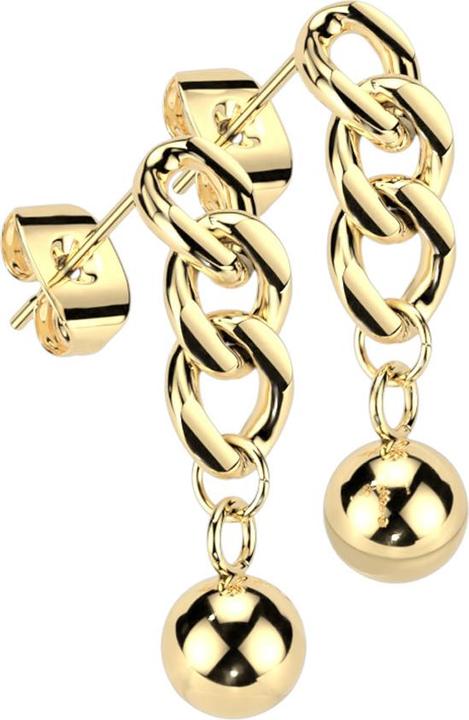 Image du produit Star Piercing Boucles d'oreilles plaqué or pendentif maillons avec boule (sans laitonAcier chirurgical 316L, Acier chirurgical 316LLaiton)