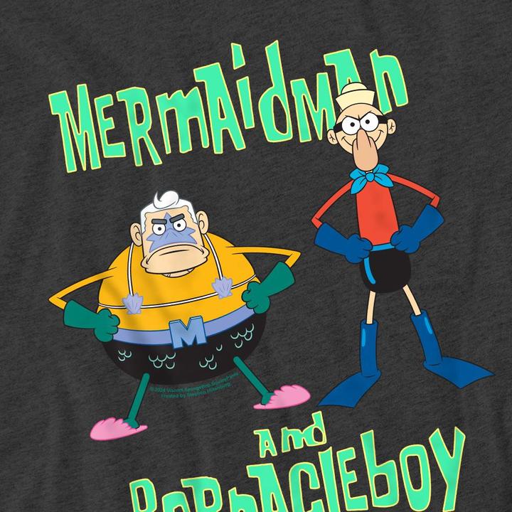 Immagine prodotto Spongebob Squarepants Maglietta L'Uomo Sirena e il Ragazzo Barnacle Adulto Unisex (M)