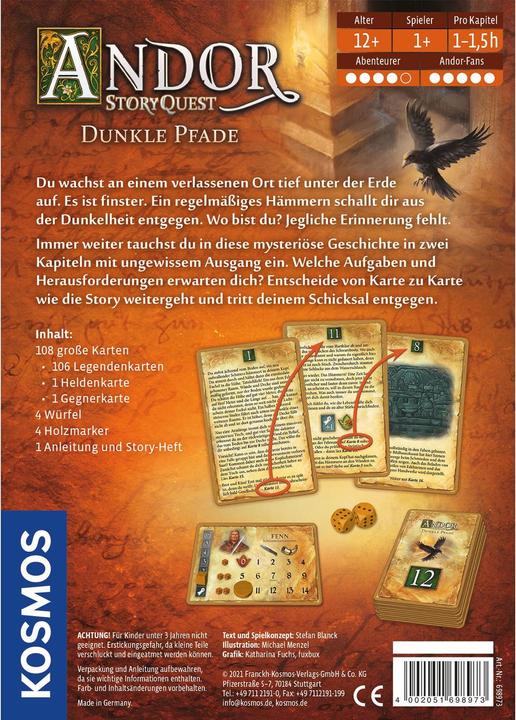 Image du produit Kosmos FKS698973 - Andor : StoryQuest - Dunkle Pfade, jeu de cartes, pour 1+ joueurs, ages 12+ (DE edition) (Allemand)