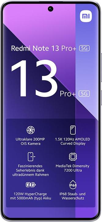 Produktbild Xiaomi Redmi Note 13 Pro+ 5G (512 GB, Aurora Purple, 6.67", Dual SIM, 200 Mpx, 5G)
