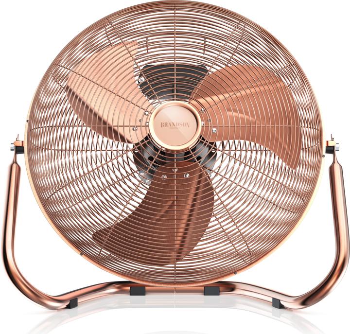 Produktbild Brandson Windmaschine 53,5 cm Ø, Retro Bodenventilator 200W neigbar, Tragegriff, hoher Luftdurchsatz, Kupfer (67 dB)