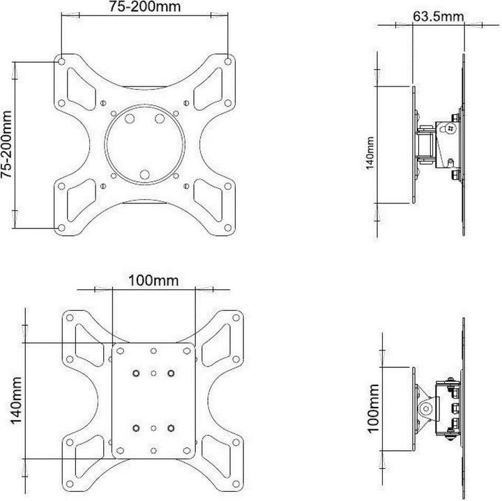 Produktbild Techly Tiltable Wall Bracket (Wand, 37", 25 kg)