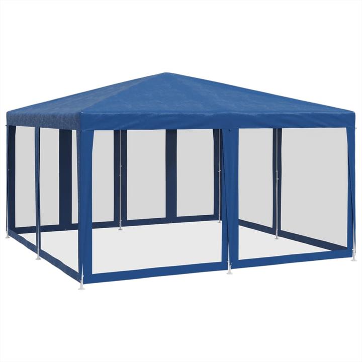 Produktbild VidaXL Partyzelt Pavillon Festzelt mit 8 Mesh-Seitenteilen Blau 4x4m HDPE (400 cm, 400 cm)