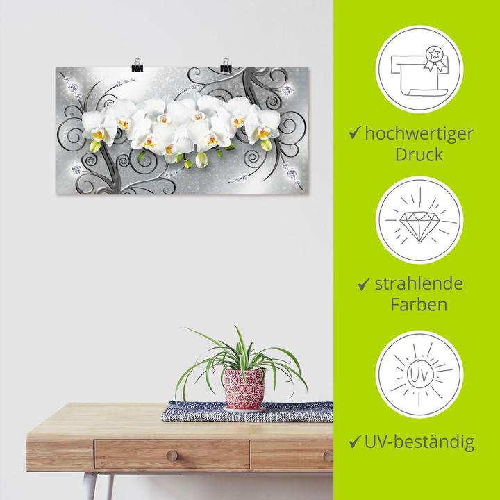 Produktbild Artland weisse Orchideen auf Ornamenten U1QV (40 x 20 cm)