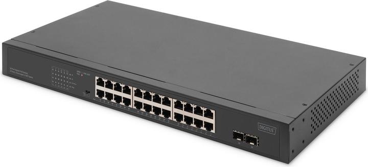Productafbeelding Digitus 24-poorts Gigabit netwerkswitch, 19-inch, onbeheerd, 2 uplink poorten, SFP (24 Havens)
